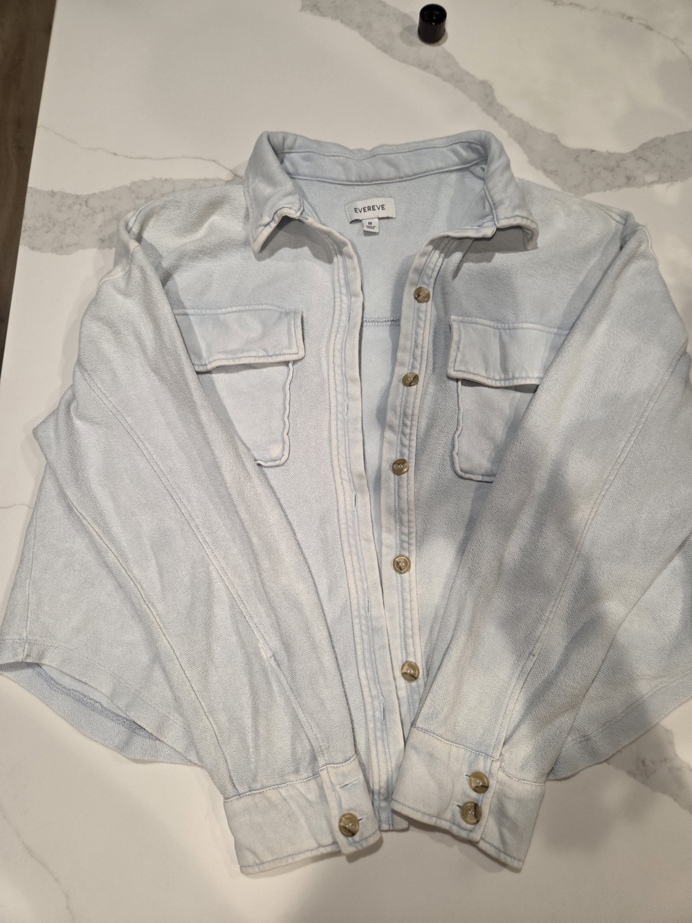 EVEREVE Light Wash Button-Up Jacket - Pale Blue